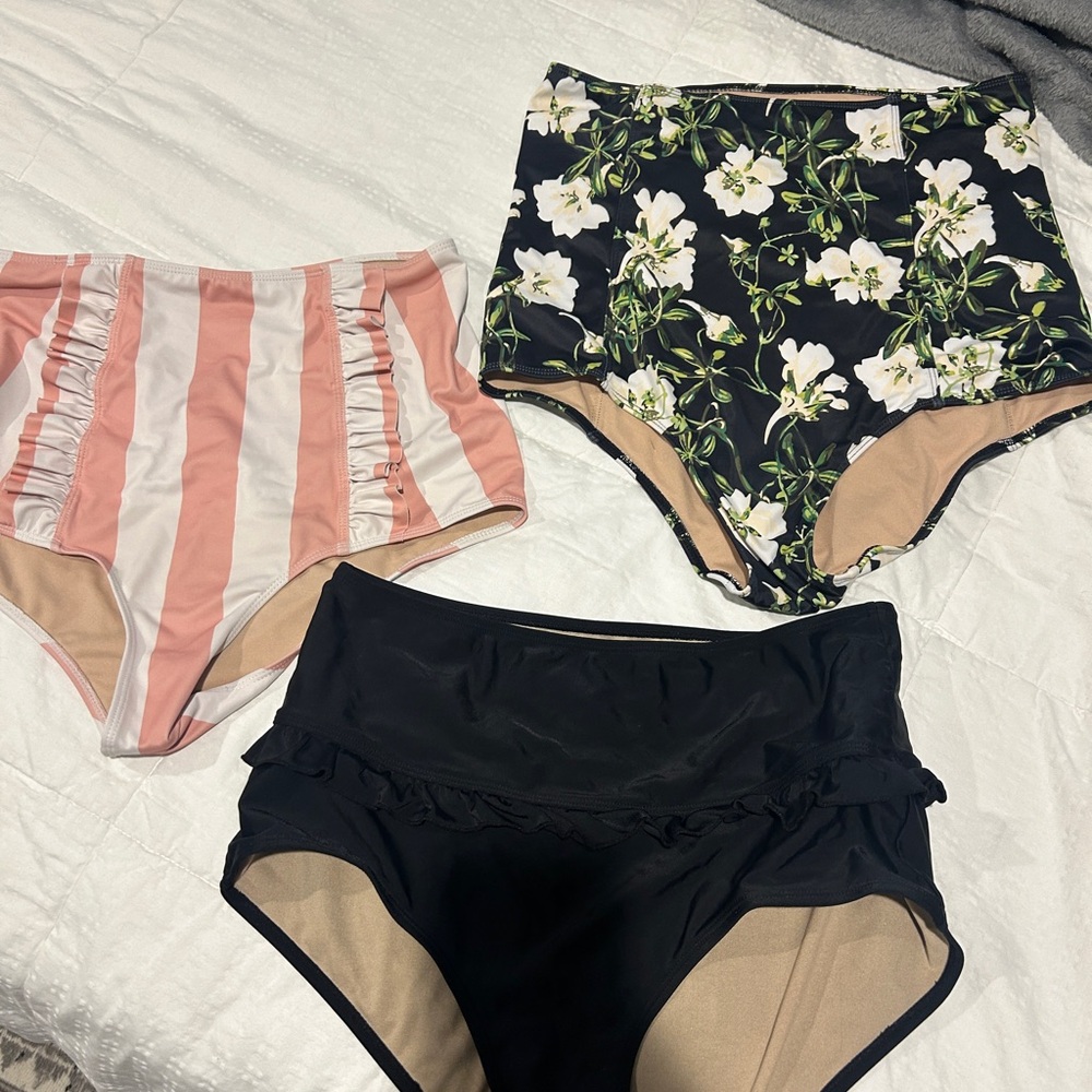 Kortni Jeane Women's Swim Bikinis - Pink Stripe, Floral, and Black